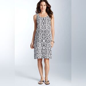 J. Jill lovelinen Black & White Printed Geometric Linen Shift Dress Size S